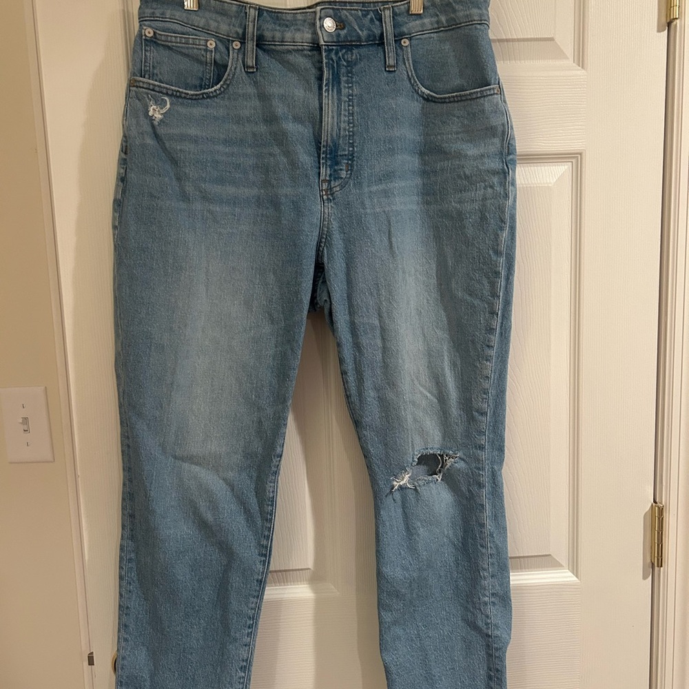 Madewell Curvy Distressed Blue Jeans